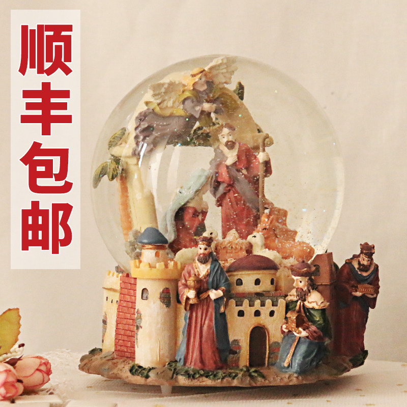 Christ Jesus Teaches Gift Music Box Eight-soundbox Snowflake Water Crystal Ball Sending Elders Mom Birthday Room Big Hem
