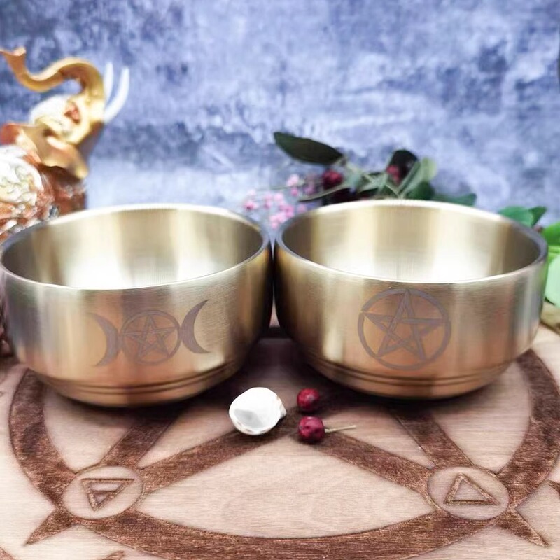 Stainless Steel Five-Pointed Star Three-Phase Moon Bowl, Maixu Gold, Holy Water, Herbal Medicine, Beverage Container, Decorative Item