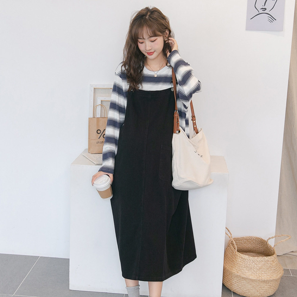 Autumn new maternity skirt loose large size cover belly does not show denim hug baby bag skirt Western style mid-length denim skirt tide