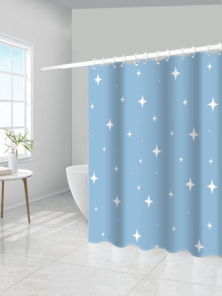 Makeup Room Bath Curtain Waterproof Cloth Suit Bathroom Free of perforated curtains Mildew-proof curtain hanging curtain Japan bath partition window