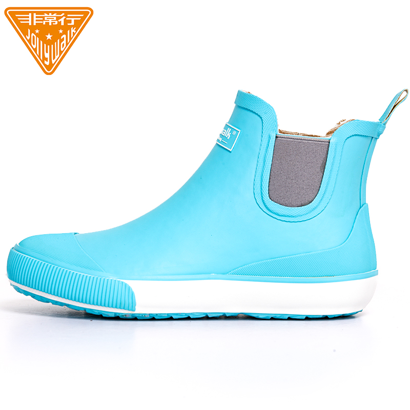 Mint Greenma'am Rubber shoes waterproof non-slip Low Gang fashion wear-resisting rubber Boots Rain shoes female tide Water shoes female Short tube Overshoes