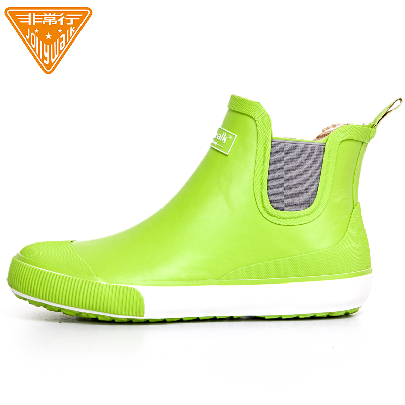 Greenma'am Rubber shoes waterproof non-slip Low Gang fashion wear-resisting rubber Boots Rain shoes female tide Water shoes female Short tube Overshoes
