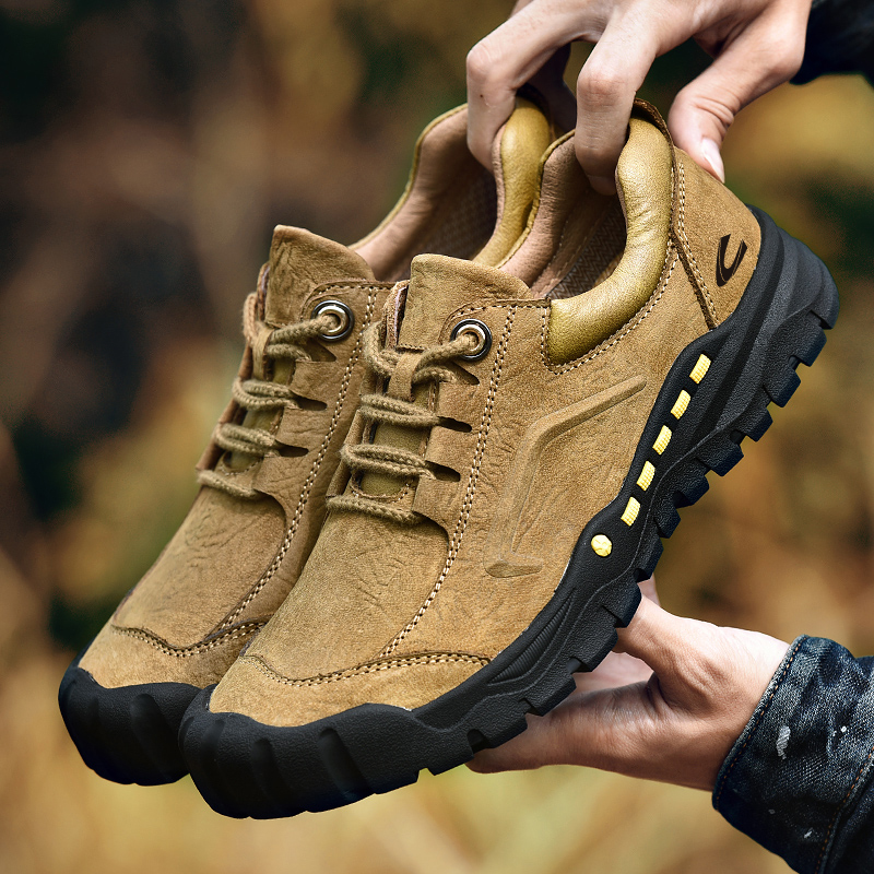 German camel dynamic men's shoes 2022 winter leather shoes outdoor casual shoes leather waterproof non-slip soft sole dad shoes