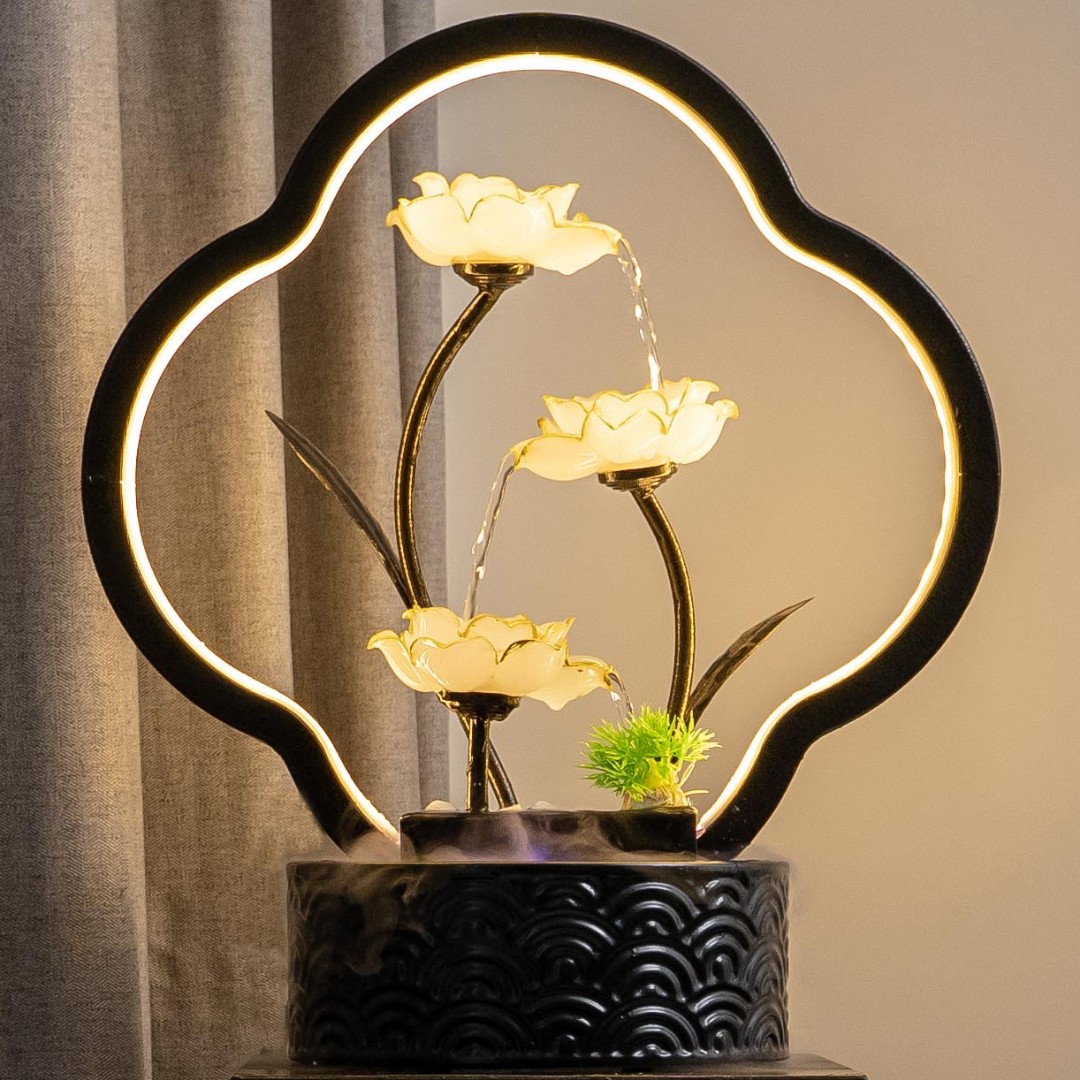 Chinese light lavish lotus flower circulating flowing water pendulum pieces home living room office room creative pendulum decoration pieces