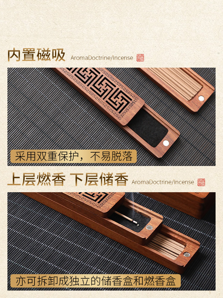 Rosewood Hollow Incense Box for Home Use, Indoor Agarwood Incense Burner, Portable Incense Holder, Creative Incense Burner