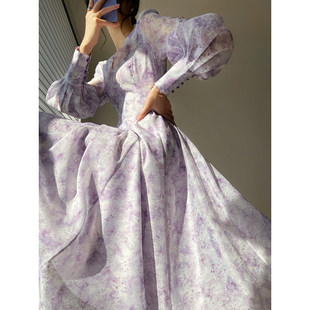 Aconiconi ｜ Yunmu Wisteria Dress 2023 стиль женский темно v прогрессивный Элегантная печать