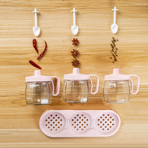 勺盖一体玻璃调味罐3个装