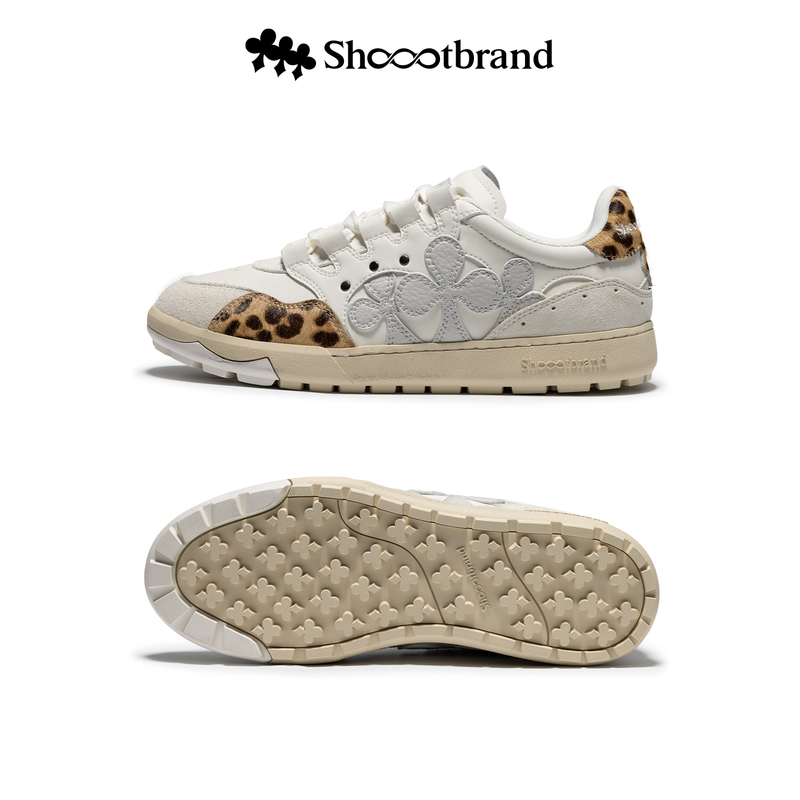Shoot Brand90S Series Leopard Print White Sneakers Plum Blossom Retro Classic Trendy Sports Casual Shoes