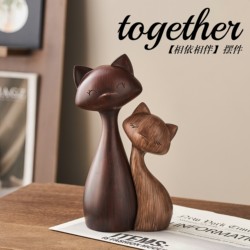 Retro Couple Cat Figurines, Antique Style Entrance Hall, Living Room, Tv Cabinet, Wine Cabinet, High-End Decorative Items, Abstract Art