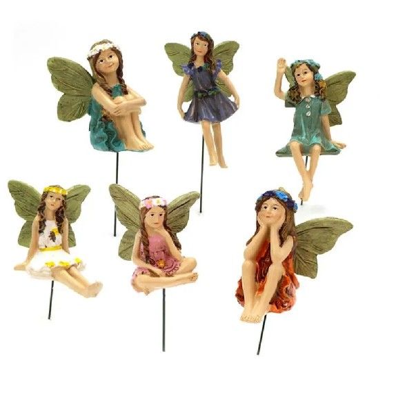 6PCS Miniature Fairies Figurines Creative Resin Crafts Cute -