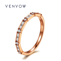 VENVOW jewelry 18k rose gold ring womens color gold true diamond ring can be stacked to send girlfriend