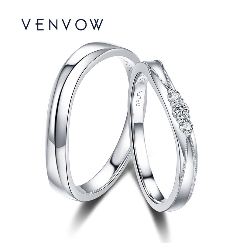 VENVOW wedding engagement pair ring 18k platinum wedding ring pair ring pair pair niche original design