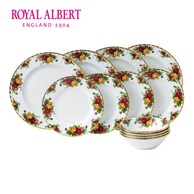 Royal Albert Old Town Rose Series Dinnerware Set 12-Piece Set of Plates and Bowls Royal Albert Old Town Rose Series Dinnerware Set 12-Piece Set of Plates and Bowls