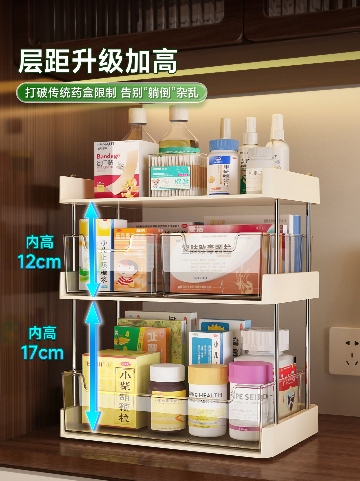 Medicine Storage Box, Household Medicine Box, Large-Capacity Health Care Product First Aid Infusion Box, Household Layered Medicine Storage Rack