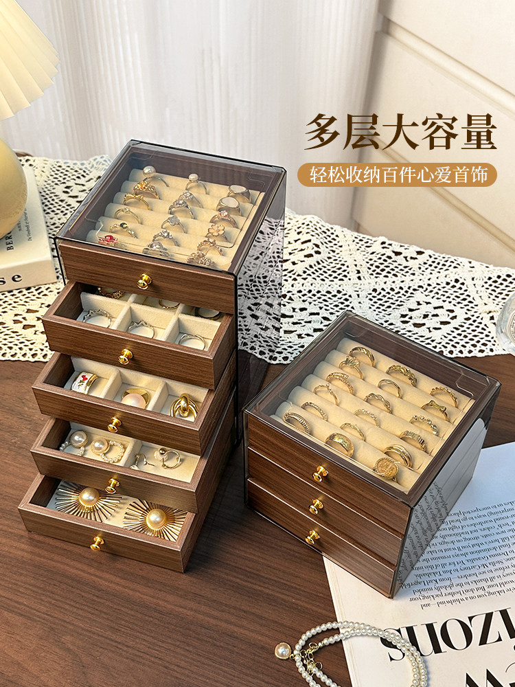 High-End and Exquisite Jewelry Storage Box for Rings, Earrings, and Necklaces, Anti-Oxidation Drawer-Style Small Jewelry Box