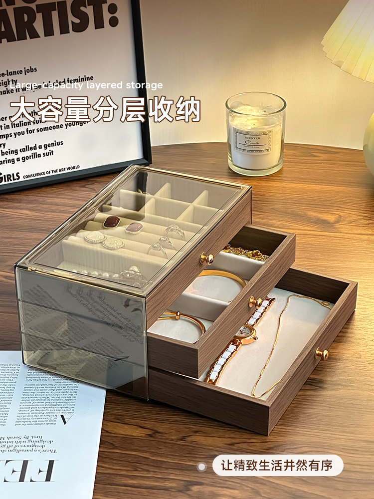 Jewelry Box, High-End and Exquisite, Special for Earrings, Rings, Necklaces, Bracelets, Large-Capacity Dressing Table Hand Jewelry Storage Box