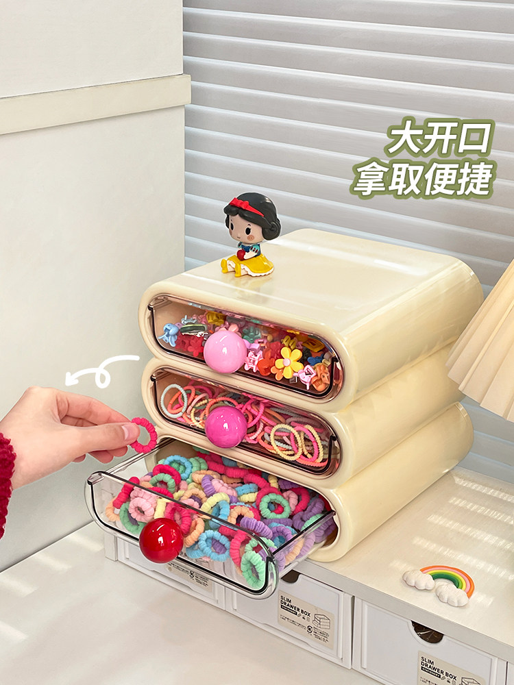 Children's Hair Accessories Storage Box Desktop Drawer Girls' Hair Ties Hair Clips Multi-Layer Large Capacity Cute Jewelry Box