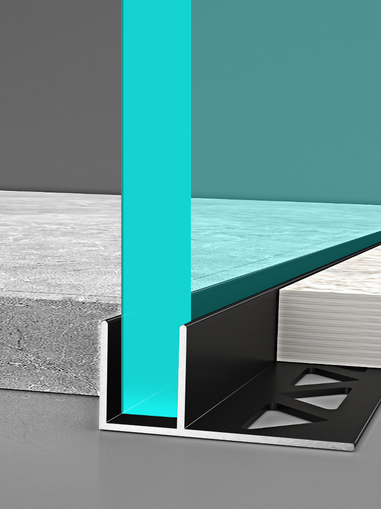 Aluminum Alloy F-Shaped Glass Slot Bathroom Partition Shower Room Tile Embedded Parts Invisible U-Shaped Edge Strip