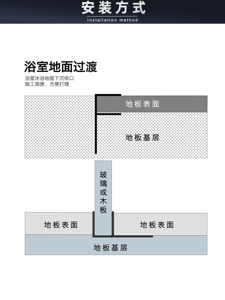 Aluminum Alloy F-Shaped Glass Slot Bathroom Partition Shower Room Tile Embedded Parts Invisible U-Shaped Edge Strip