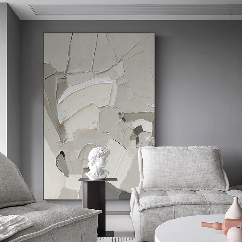 Johsmpaint original hand-painted modern oil painting advanced gray porch decorative painting vertical thick oil abstract hanging painting