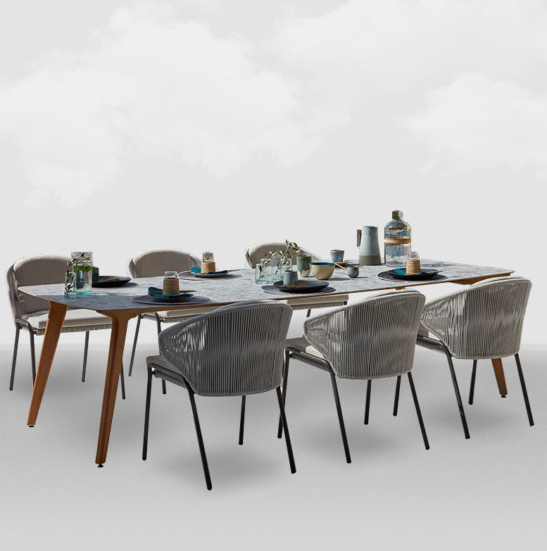 Outdoor tables and chairs combined courtyard chairvilla dining table and chairchairNordic furniture leisure designer customized three sets