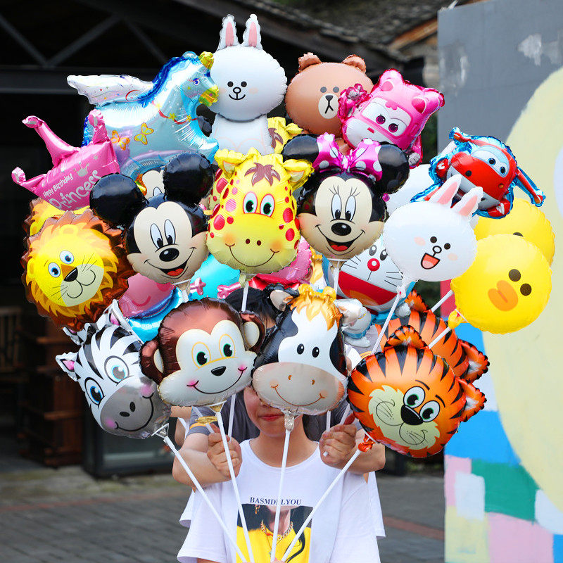 Children Cartoon Toy Balloon Wholesale With Pole Mini Small Sign Handheld Gift Small Pig Petch Night Market Stall Source