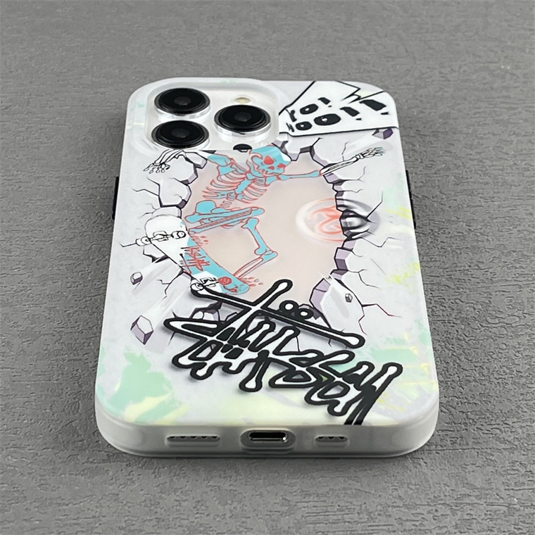 STUSSY Skeleton On Skateboard New 15, 14, 13, 12 iPhone Case