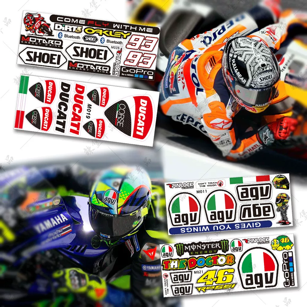 Подходящий для Motogp спонсора с отражающей наклейкой на шлем AGV, наклейка на линзу Arai, наклейка SHOEI обычного шлема, модификационные детали