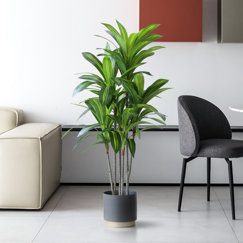 Nordic Wind Bionic Simulation Green Plant Basil Iron Potted Simulation Plant Living Room Sofa Xuan Guan Floor Bonsai Decoration