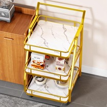Kitchen rack floor-standing multi-layer iron vegetable preparation basket floor-standing condiment bowl and chopsticks storage rack wine rack trolley