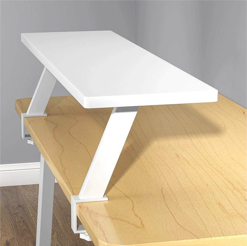 电脑萤幕双屏增高架 桌面悬浮置物架 原木色支架款置物架 可调整