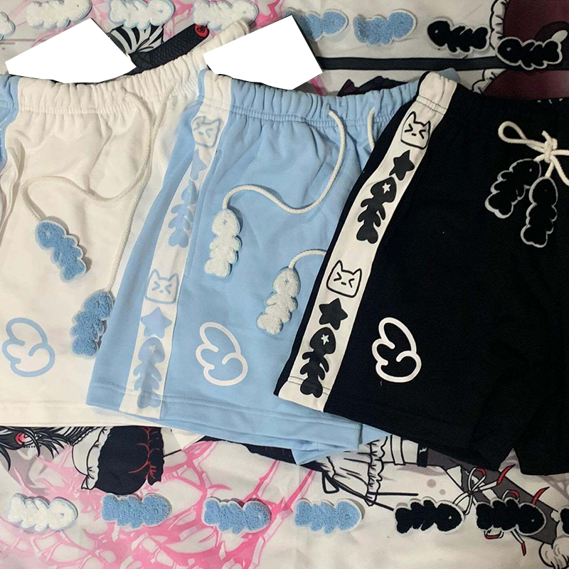 Japanese-Style High-Waisted Sports Shorts, Radio Wave Cat Soft Girl Cute Pure Cotton Aqua Casual Pants for Women, Summer Five-Point Shorts Japanese-Style High-Waisted Sports Shorts, Radio Wave Cat Soft Girl Cute Pure Cotton Aqua Casual Pants for Women, Summer Five-Point Shorts