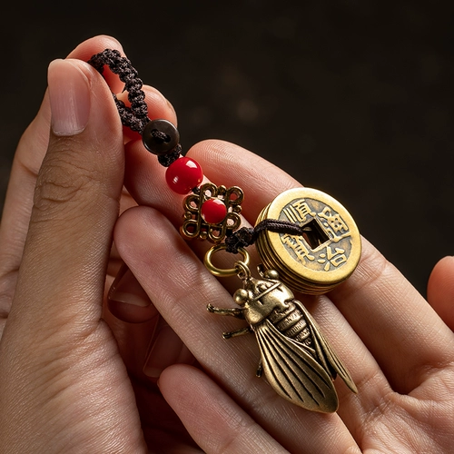 Латунный брелок, сумка, плетеный ремешок ручной работы, подвеска