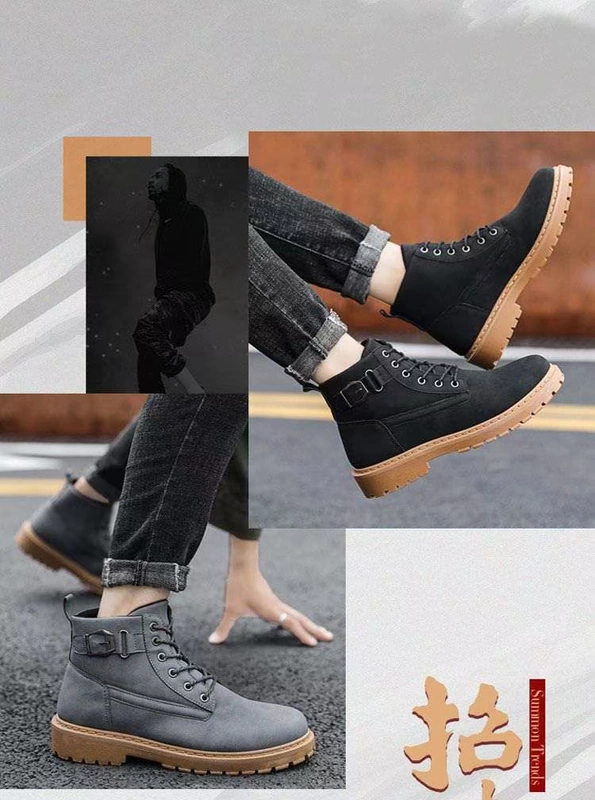 Martin boots nam 2020 của Anh mùa thu mới giày nam cao cấp nhất triều ngắn giày nam hàn quốc mùa đông retro giày công cụ - Giay cao