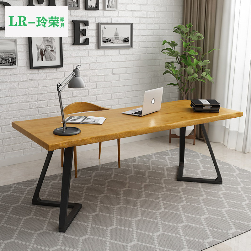 Nordic Iron Art Solid Wood Desk Home Desktop Computer Desk Loft Desk Strip Desk Bench Desk Sub