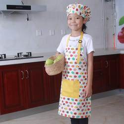 跨境棉质家居烘焙儿童围裙亲子围裙画画围裙格子围裙厨师帽