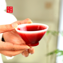 Jingdezhen can open the piece Langhong Ru Kiln craft small teacup tea cup Personal special ceramic health cup Master cup