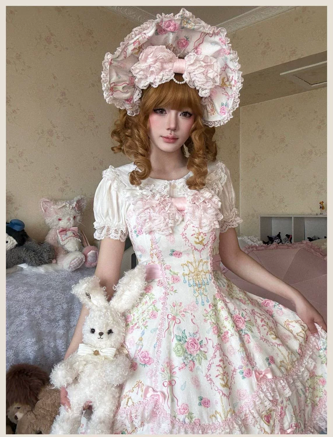 Хлопковая кружевная милая рубашка, стиль Лолита, puff sleeves