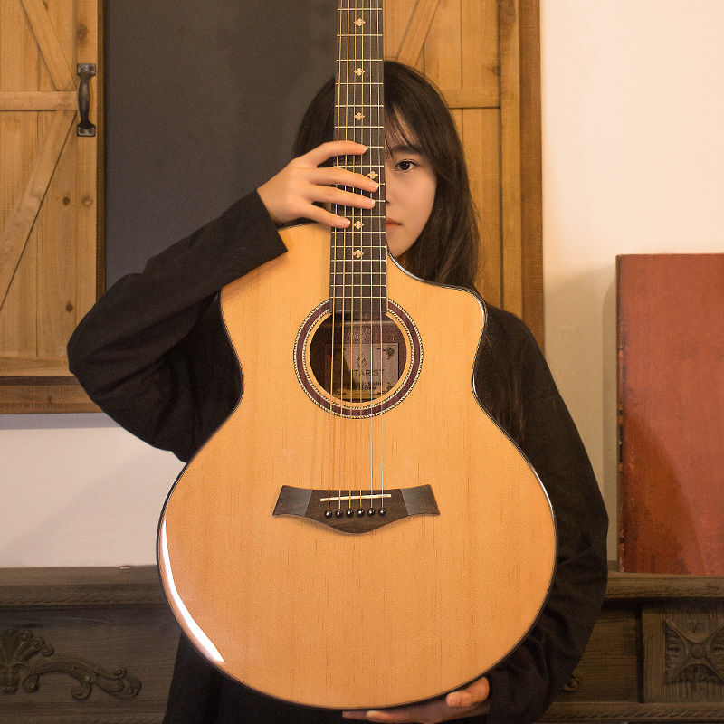 Single-board peach core performance level 4041-inch folk guitar beginner boys and girls special examination grade advanced fingerplaying piano