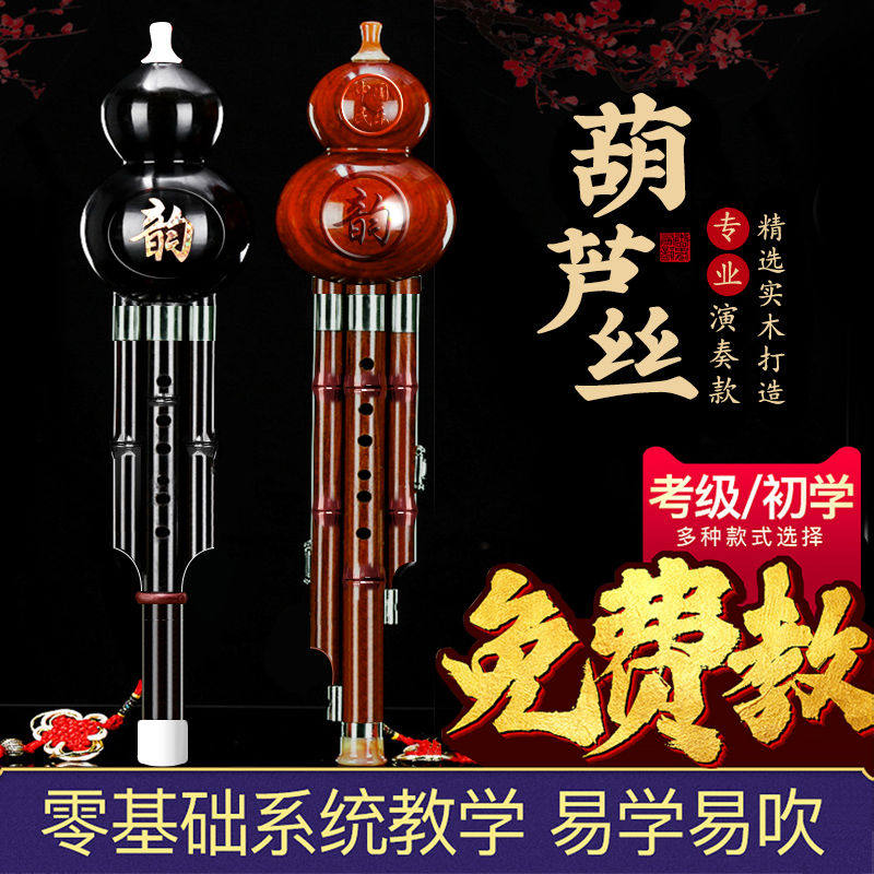 Hulusi musical instrument for beginners primary school students C down B tone adult professional playing type three-tone gourd self-study