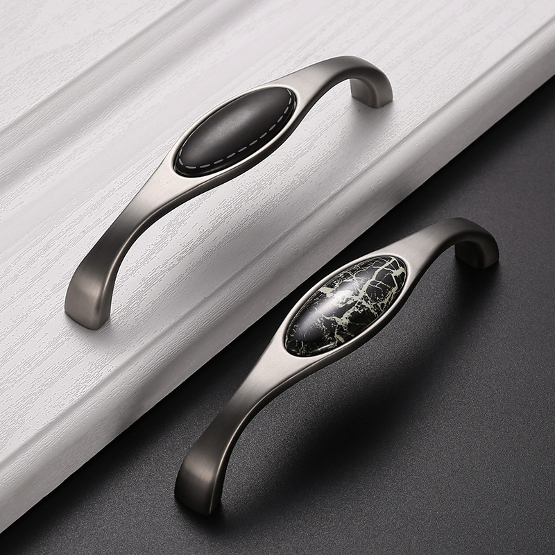 Mr. Stainless, Nordic drawer cabinet, single hole handle, straight handle, imitation stone pattern leather handle, cabinet door handle