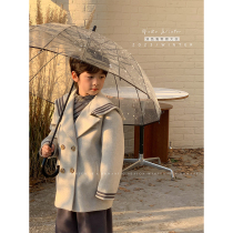 Shrimp paste hemp boys double-sided wool coat 2023 new autumn and winter baby Korean version thickened childrens woolen coat