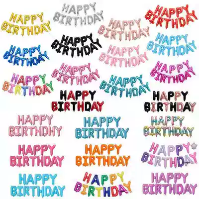 Baby full moon 100 days birthday party decoration English happy birthday letter pull flag aluminum film balloon background