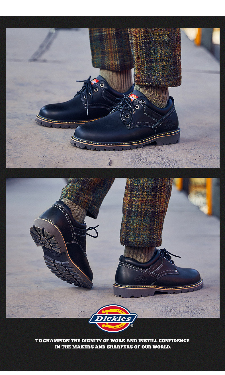 Dickies 男士 英伦风 低帮真皮休闲鞋 图6