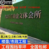 Construction site surrounding lawn artificial simulation of fake turf green fake turf green green wall
