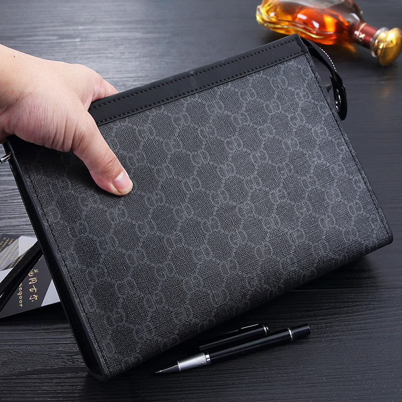 Men's clutch bag 2021 new big-name handbag men's large-capacity clip bag fashion trendy men's casual plaid wash bag