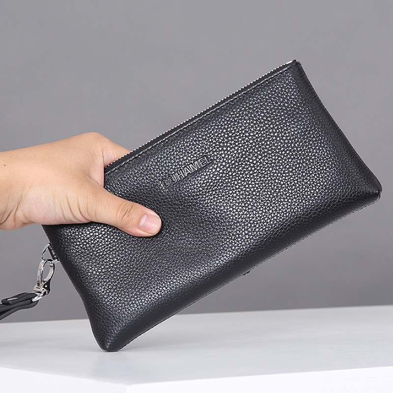 2021 new men's leather handbag calfskin clutch bag fashion full leather clutch bag large capacity soft leather mobile phone bag