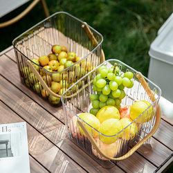New outdoor camping picnic transparent fruit basket portable multifunctional bath blue basket desktop snack dried fruit harvest
