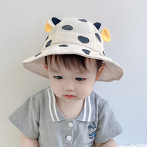 Summer baby hat cute cow half net fisherman hat boys and girls super cute sun hat sun hat sun hat tide