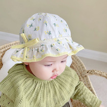Female baby sun hat spring and autumn fisherman hat cotton cute broken lace princess baby child newborn baby cap tide
